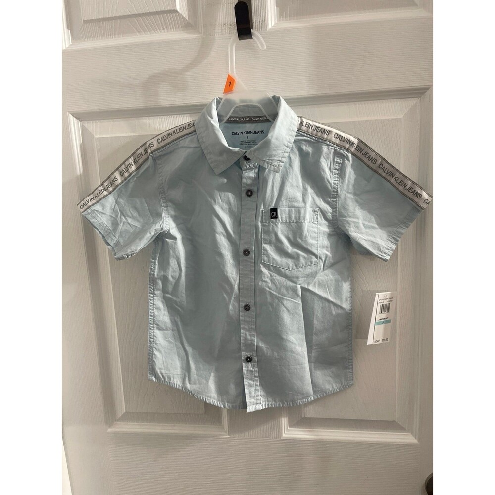 Calvin Klein Boys Button Down Shirt Light Blue Size 5 New With Tag